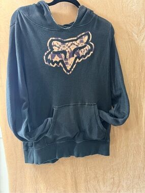 Fox Black Hoodie with coral Graphic Logo